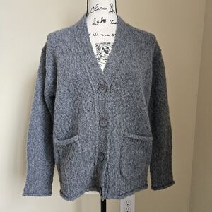 J.Crew Relaxed Cardigan In Textured Yarn Womens XXS Alpaca Blend Gray
